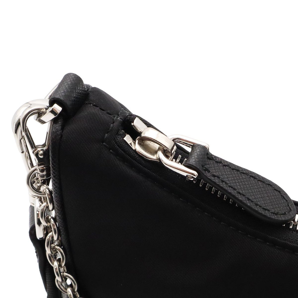 Prada Triangle Logo Re Edition Chain 2-Way Shoulder Bag Nylon Nero Black Pouch — view 5