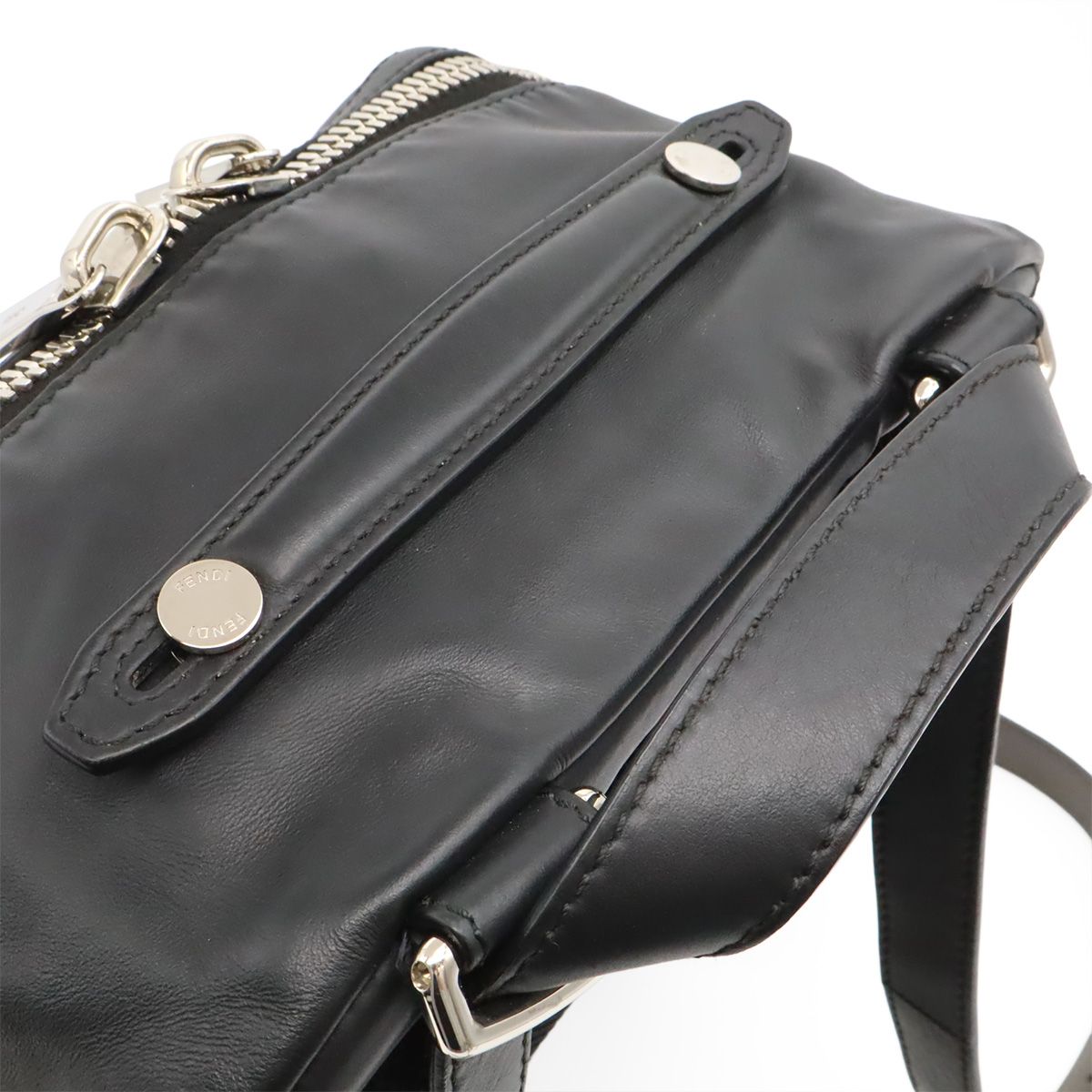 Fendi Backpack Leather Black Silver — view 4