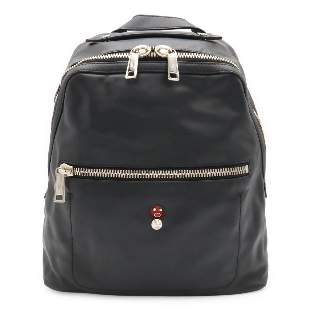 Fendi Backpack Leather Black Silver