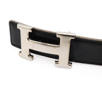 Hermes Belt Buckle Reversible Box Calf Veau Epsom Black Brown Silver 70 — view 3