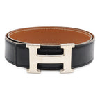 Hermes Belt Buckle Reversible Box Calf Veau Epsom Black Brown Silver 70