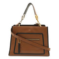 Fendi Run Away Small Shoulder Bag 2-Way Leather Brown Black Gold Silver