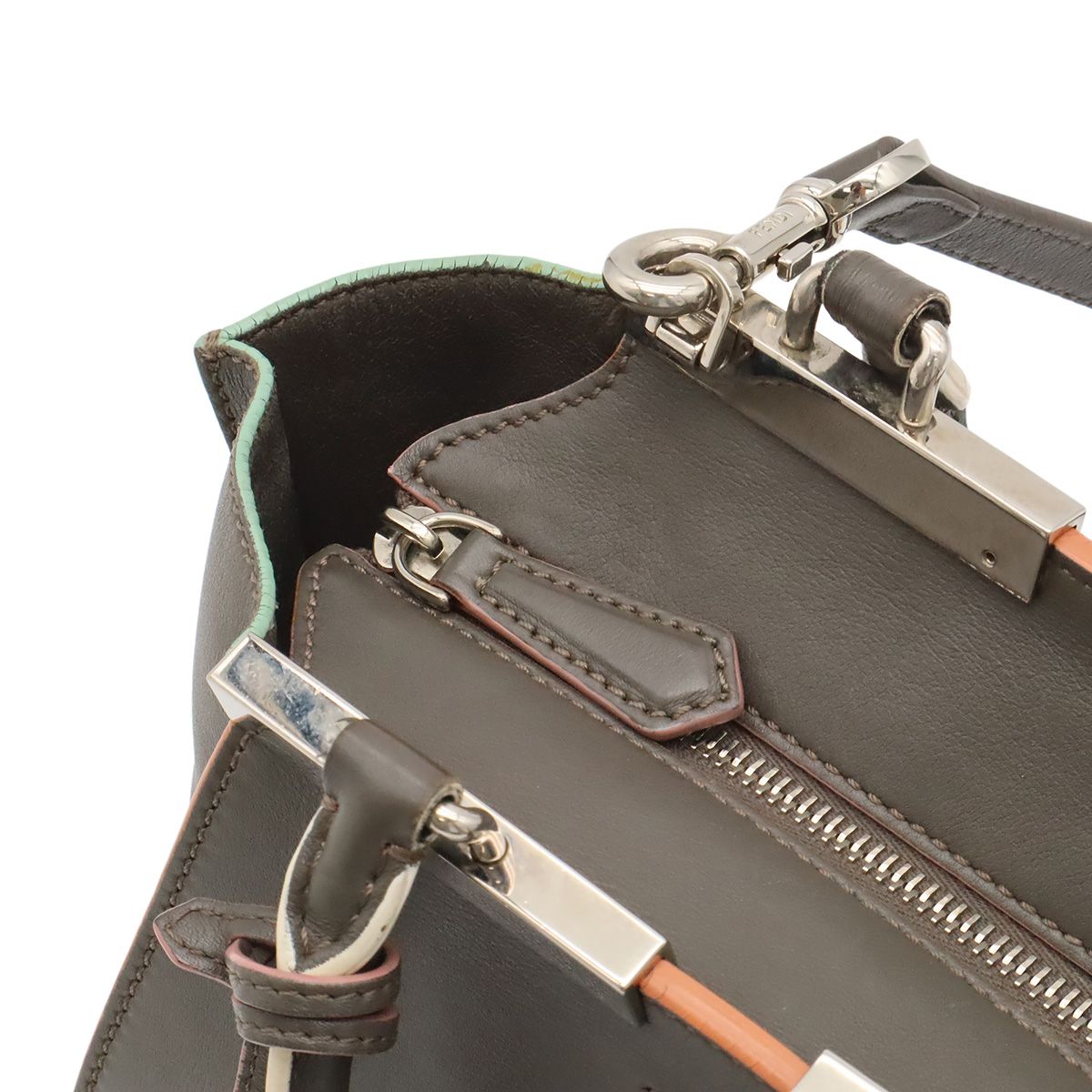 Fendi Petit Mini Bag 2-Way Leather Gray Silver — view 5