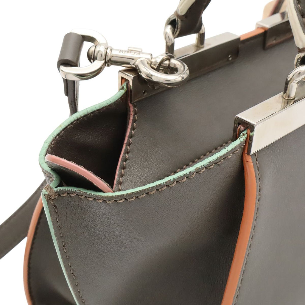 Fendi Petit Mini Bag 2-Way Leather Gray Silver — view 8