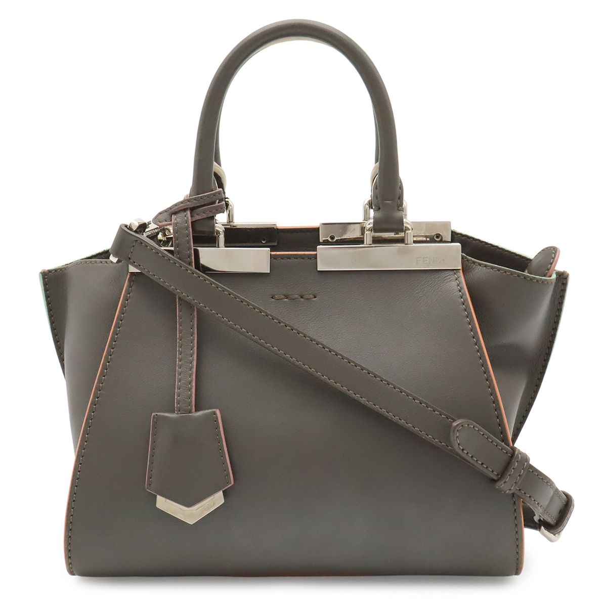 Fendi Petit Mini Bag 2-Way Leather Gray Silver