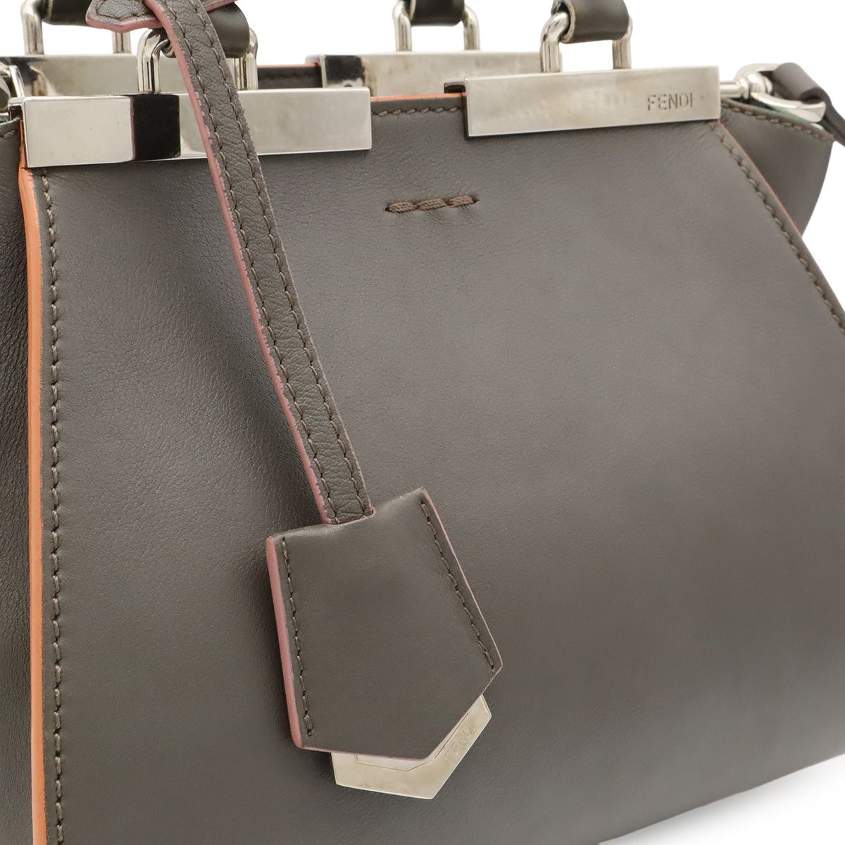 Fendi Petit Mini Bag 2-Way Leather Gray Silver — view 9