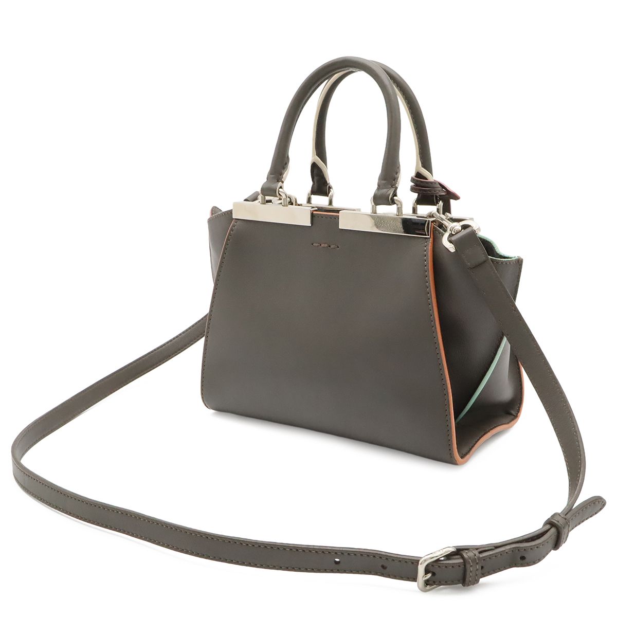 Fendi Petit Mini Bag 2-Way Leather Gray Silver — view 2