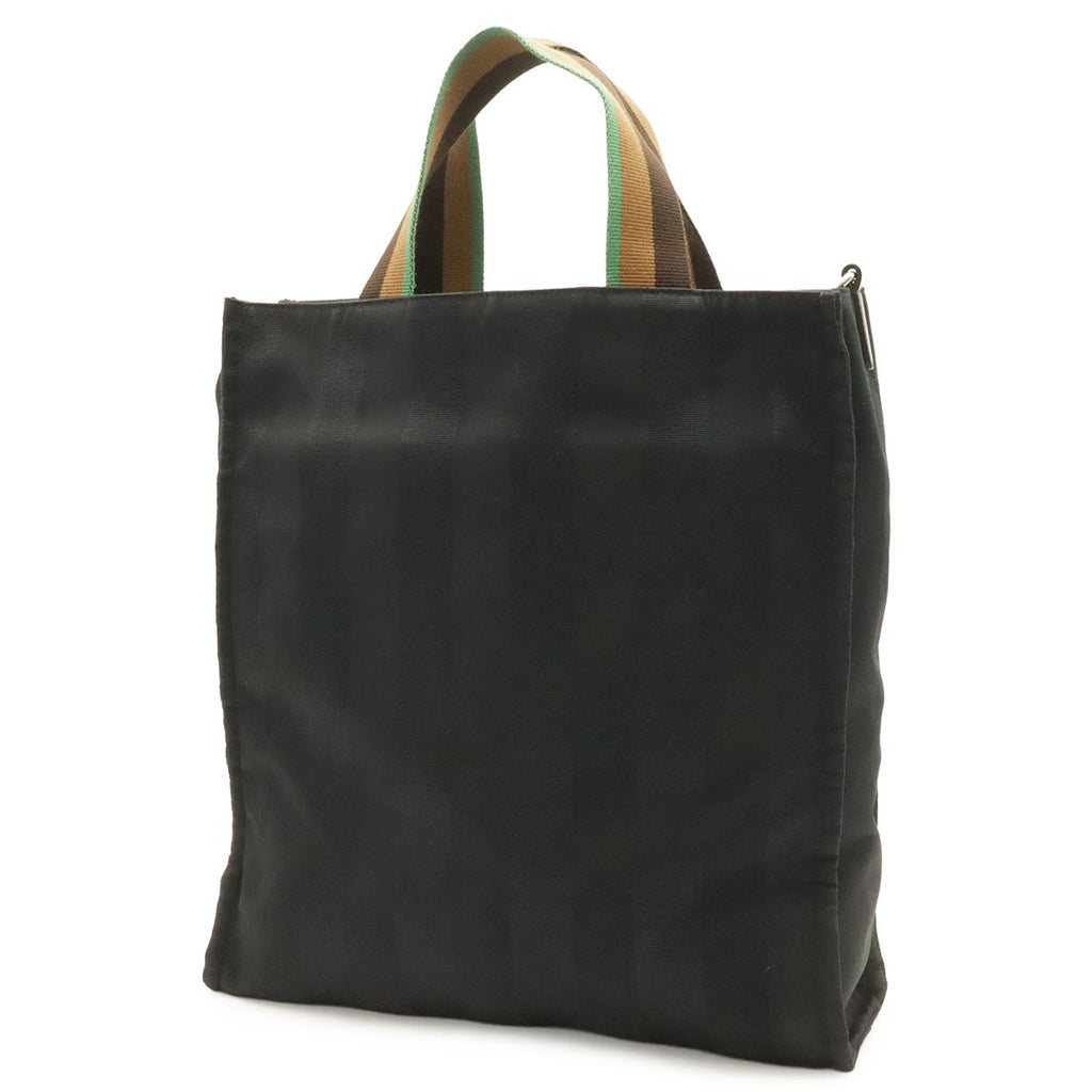 Fendi Logo Pecan Tote Shoulder Bag Nylon Black Gold Tricolor — view 2