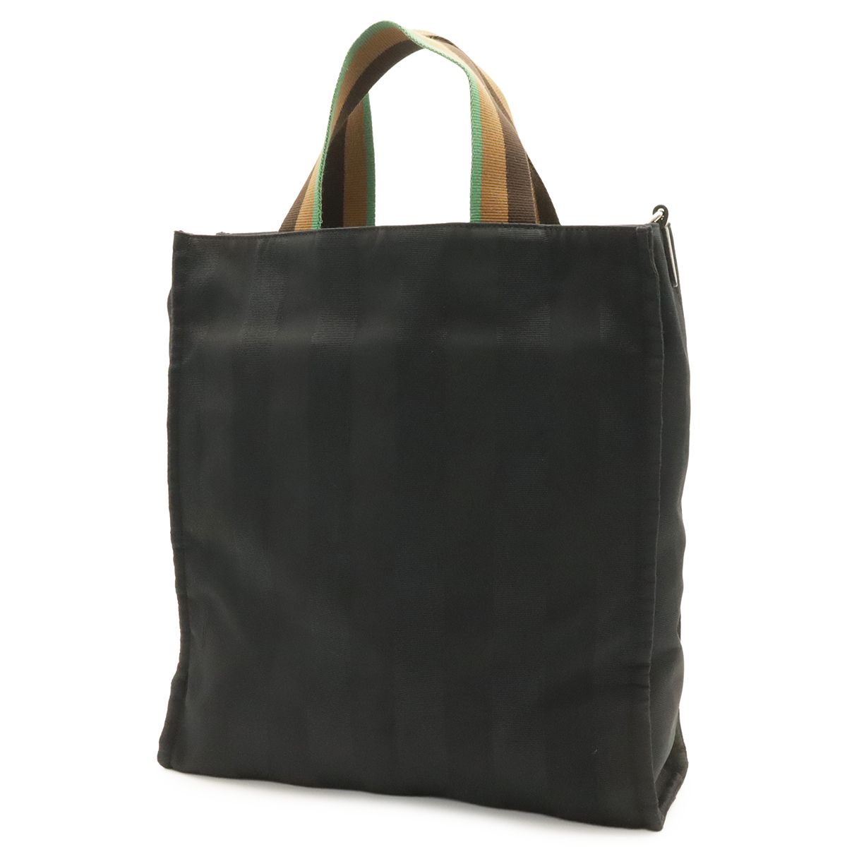 Fendi Logo Pecan Tote Shoulder Bag Nylon Black Gold Tricolor — view 2