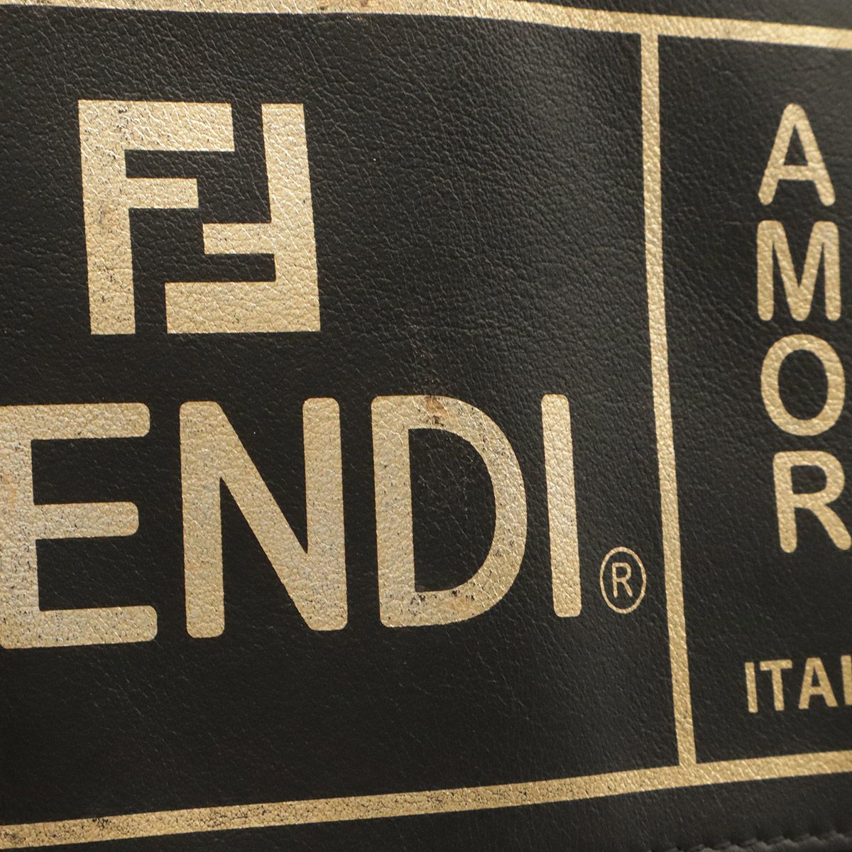 Fendi Logo Pecan Tote Shoulder Bag Nylon Black Gold Tricolor — view 4