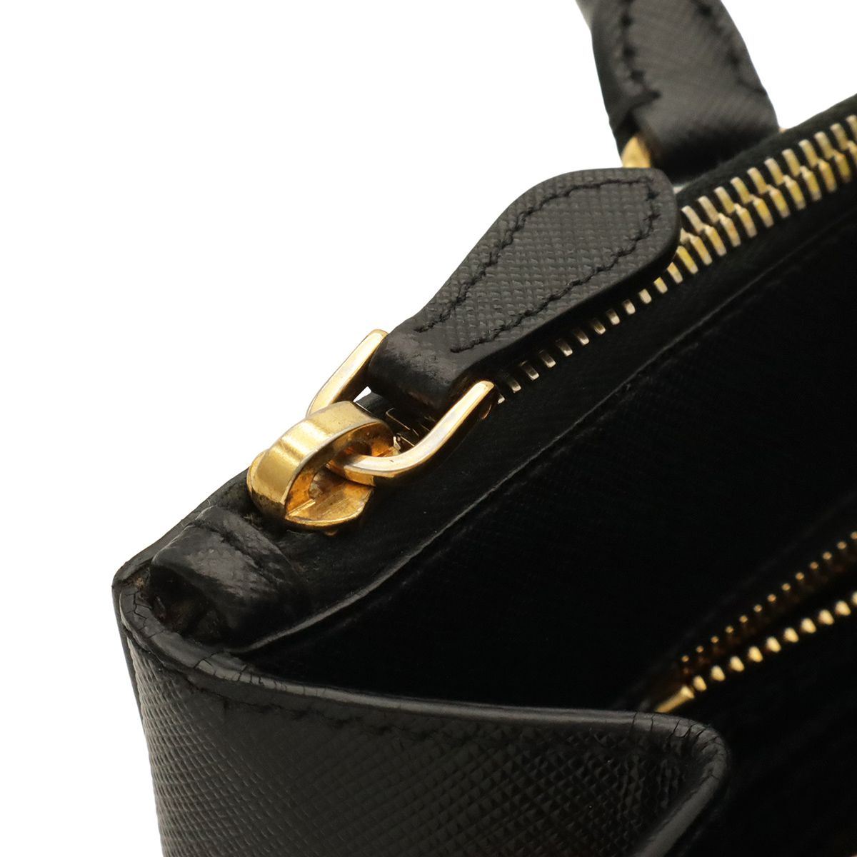 Prada Galleria Triangle Tote Saffiano Leather Nero Black Gold — view 5