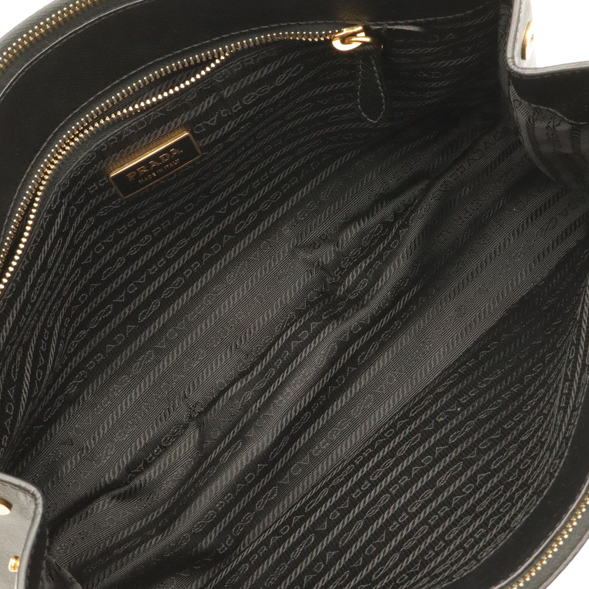 Prada Galleria Triangle Tote Saffiano Leather Nero Black Gold — view 6