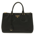 Prada Galleria Triangle Tote Saffiano Leather Nero Black Gold