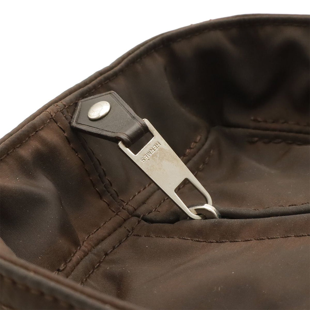 Hermes Acapulco PM Tote Nylon Leather Dark Brown Silver — view 6