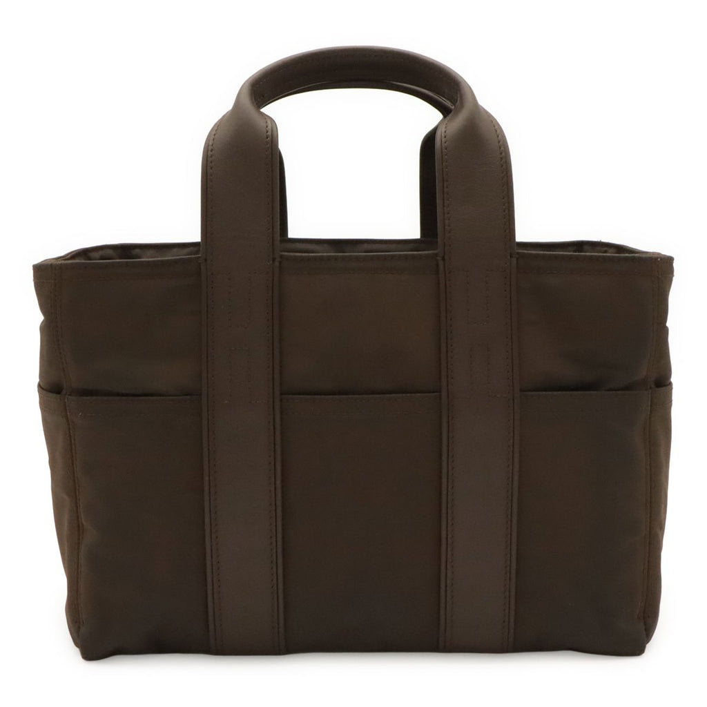 Hermes Acapulco PM Tote Nylon Leather Dark Brown Silver