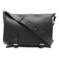 Loewe Anagram Military Messenger Bag Canvas Leather Black Silver