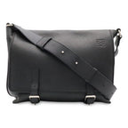 Loewe Anagram Military Messenger Bag Canvas Leather Black Silver