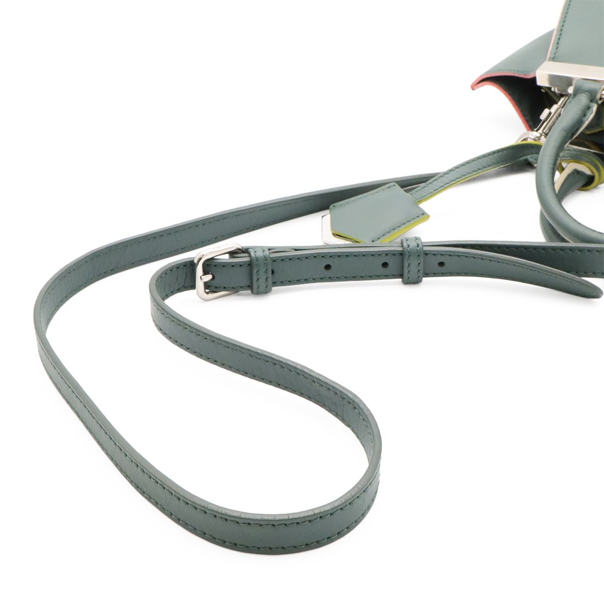 Fendi Petit Mini Bag 2-Way Leather Green Gray Multicolor Silver — view 5