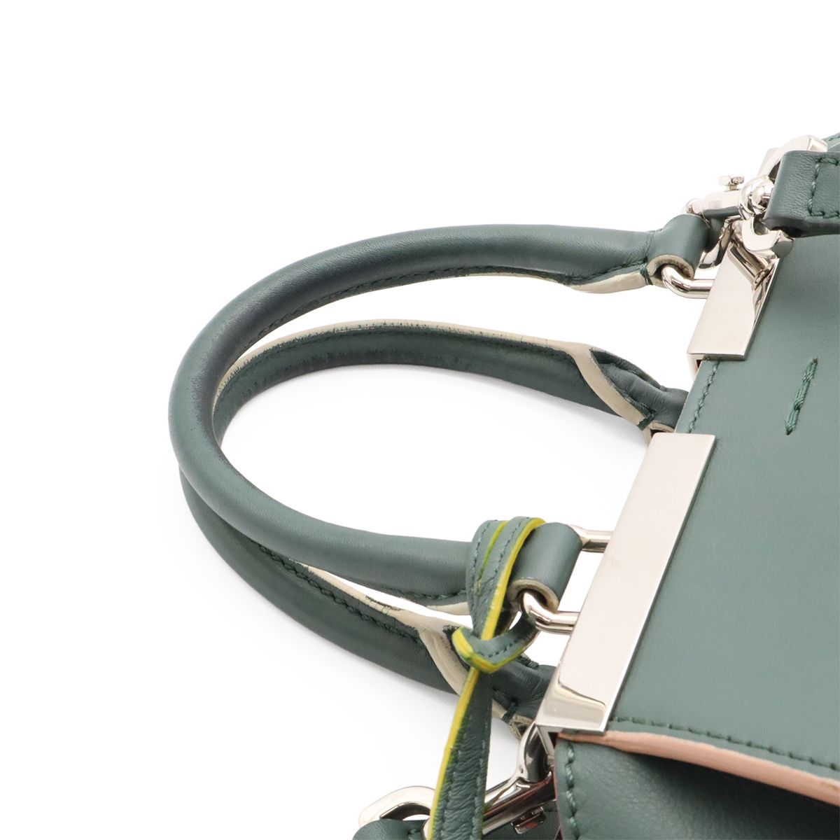Fendi Petit Mini Bag 2-Way Leather Green Gray Multicolor Silver — view 4