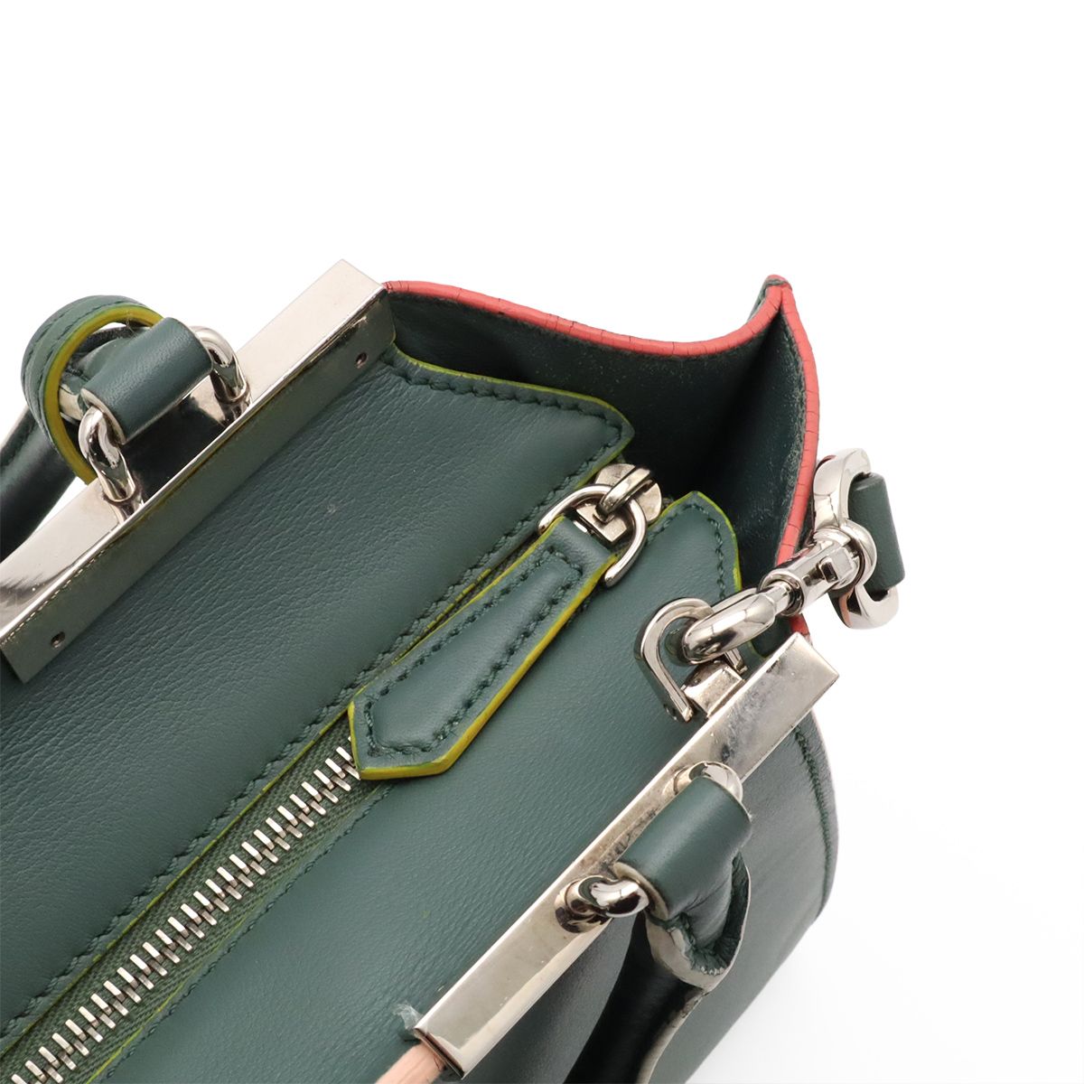 Fendi Petit Mini Bag 2-Way Leather Green Gray Multicolor Silver — view 7