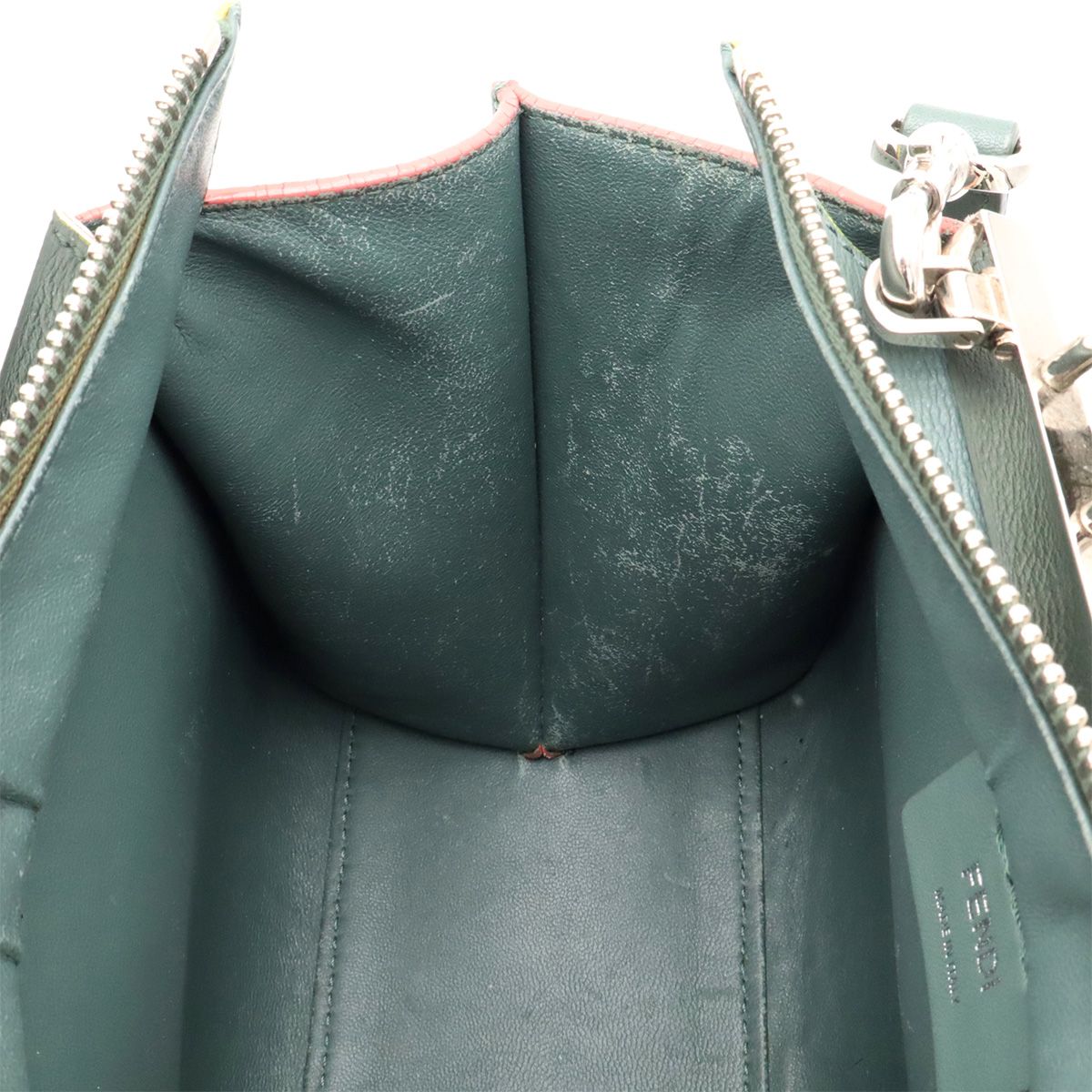 Fendi Petit Mini Bag 2-Way Leather Green Gray Multicolor Silver — view 8