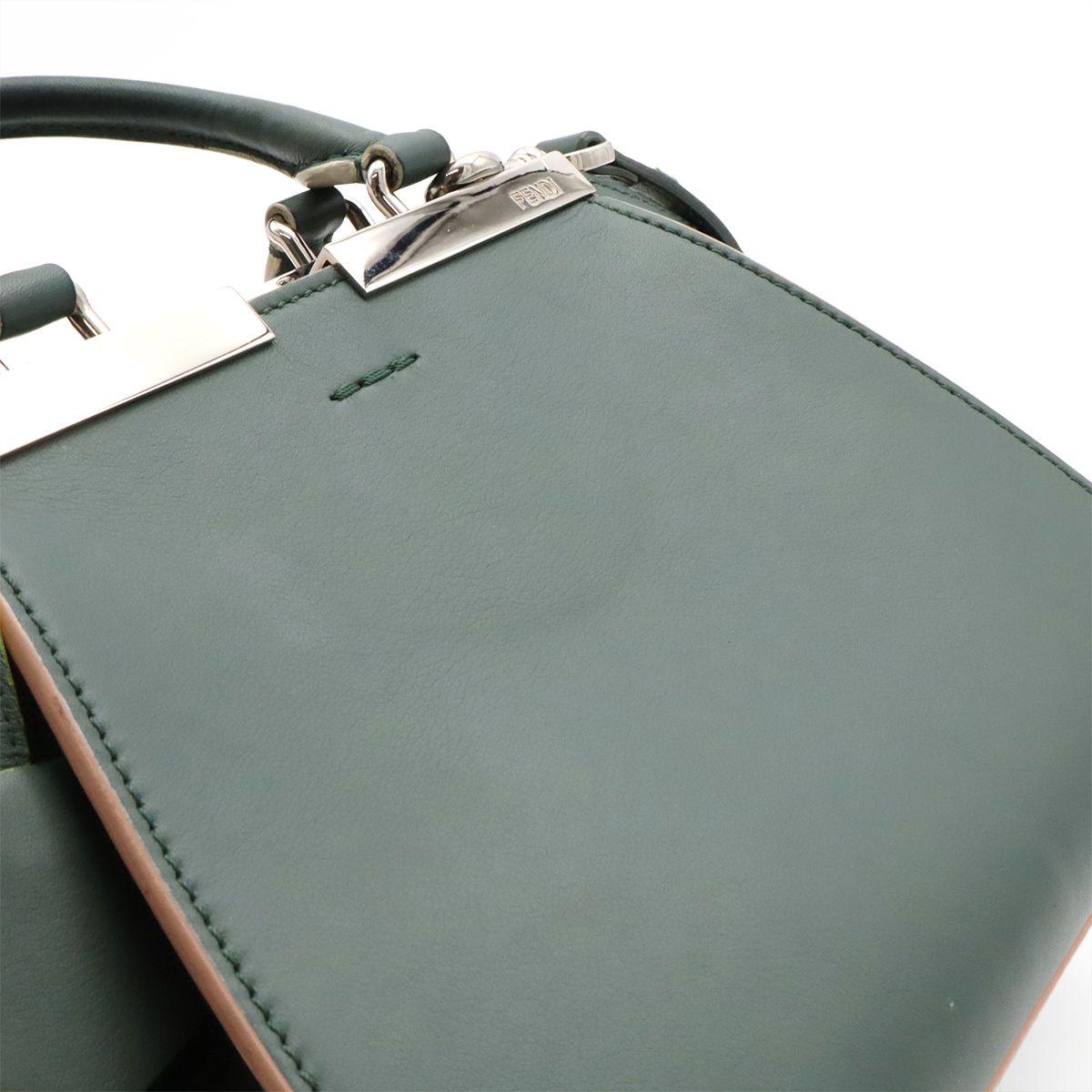 Fendi Petit Mini Bag 2-Way Leather Green Gray Multicolor Silver — view 9