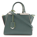 Fendi Petit Mini Bag 2-Way Leather Green Gray Multicolor Silver