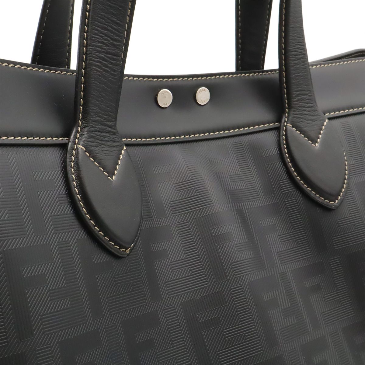 Fendi Peekaboo IC You Forty 8 Tote Large Leather Black Silver Shoulder Pouch — view 7