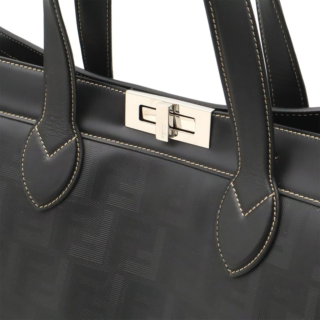 Fendi Peekaboo IC You Forty 8 Tote Large Leather Black Silver Shoulder Pouch — view 9