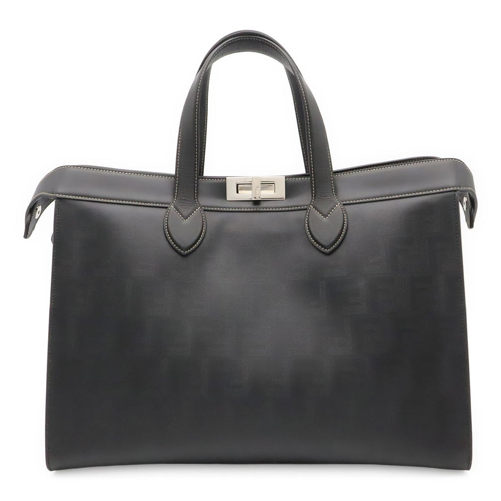 Fendi Peekaboo IC You Forty 8 Tote Large Leather Black Silver Shoulder Pouch