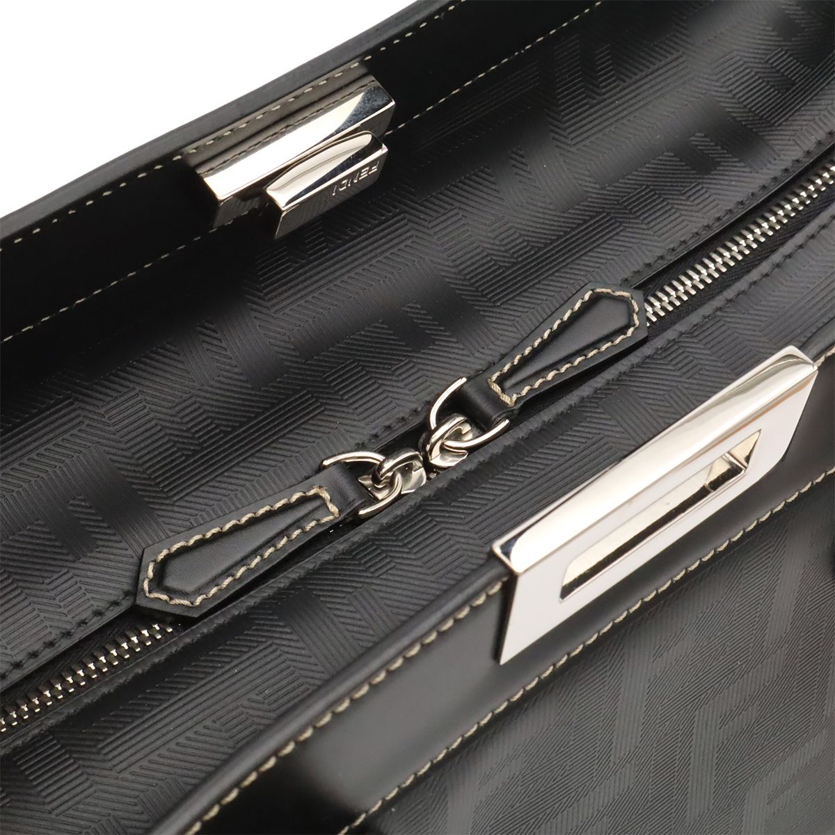Fendi Peekaboo IC You Forty 8 Tote Large Leather Black Silver Shoulder Pouch — view 5