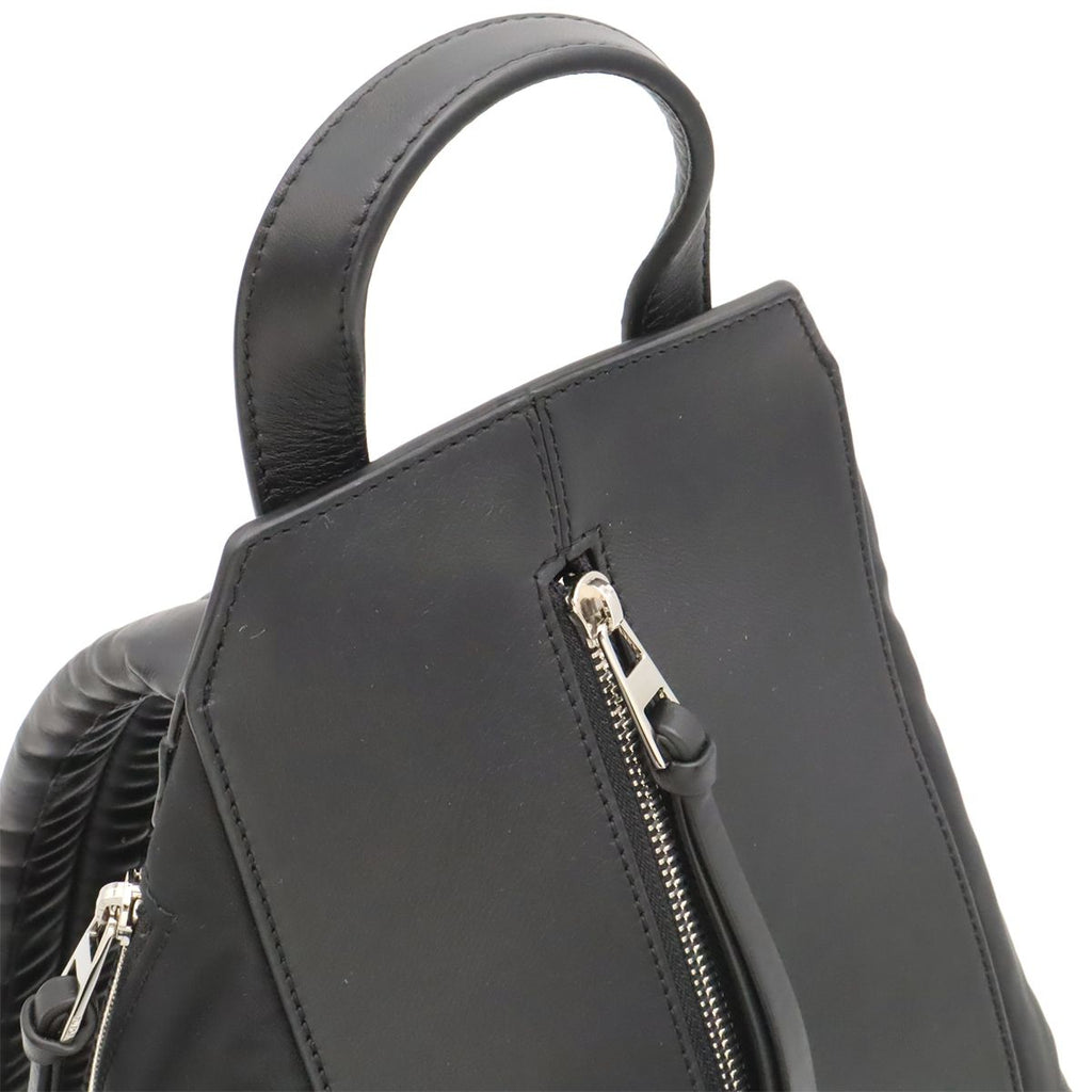 Loewe Convertible Backpack Small Shoulder Bag Nylon Leather Black Silver — view 6