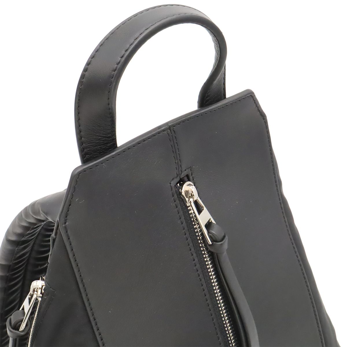Loewe Convertible Backpack Small Shoulder Bag Nylon Leather Black Silver — view 6