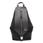 Loewe Convertible Backpack Small Shoulder Bag Nylon Leather Black Silver