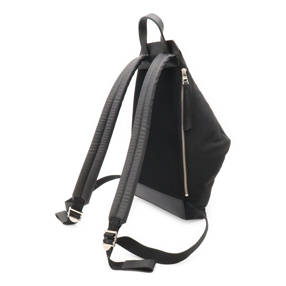 Loewe Convertible Backpack Small Shoulder Bag Nylon Leather Black Silver — view 2