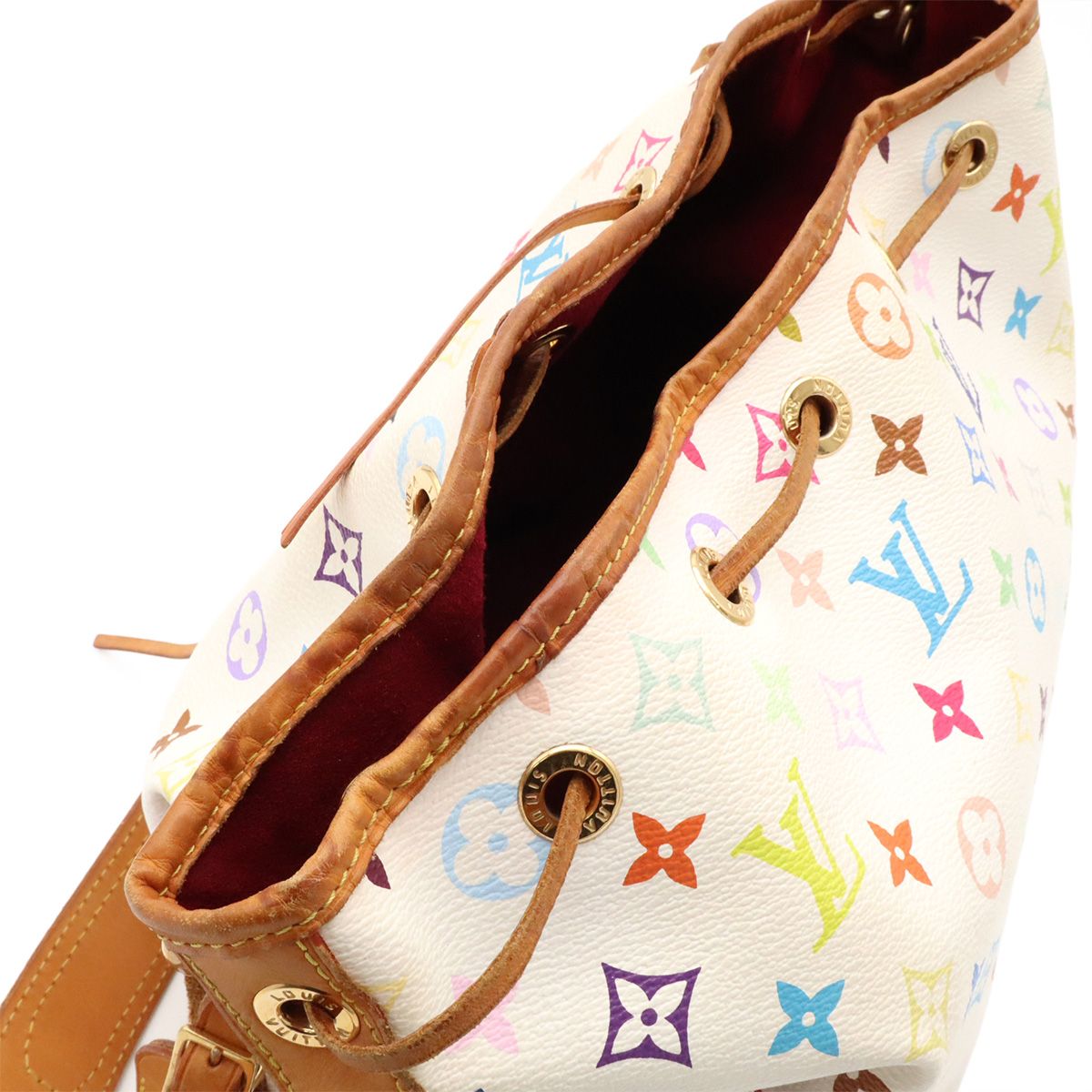Louis Vuitton Monogram Multicolor Petit Noe Shoulder Bag Drawstring Blanc White — view 8