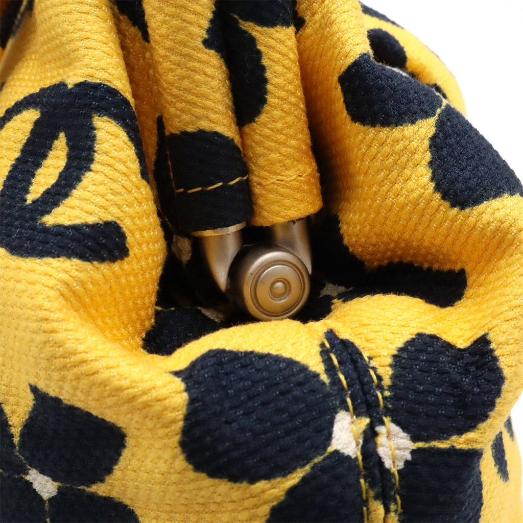 Chanel CC Logo Flower Floral Pattern Handbag Kiss Lock Canvas Yellow Black — view 5