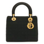 Dior Cannage Tote Nylon Black Gold