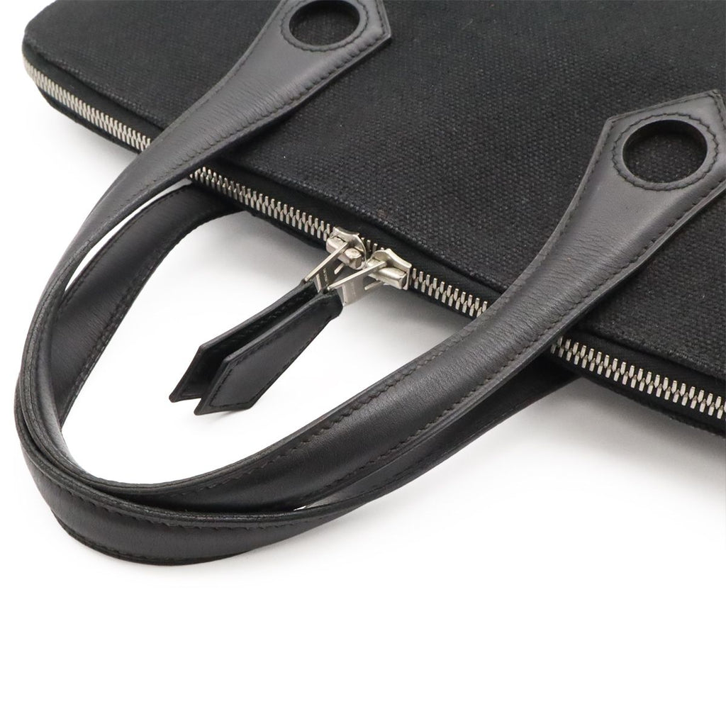 Hermes Sac Ibou MM Tote Canvas Leather Black Silver — view 4