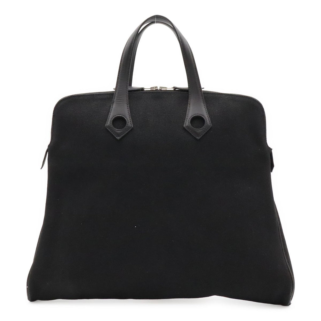 Hermes Sac Ibou MM Tote Canvas Leather Black Silver