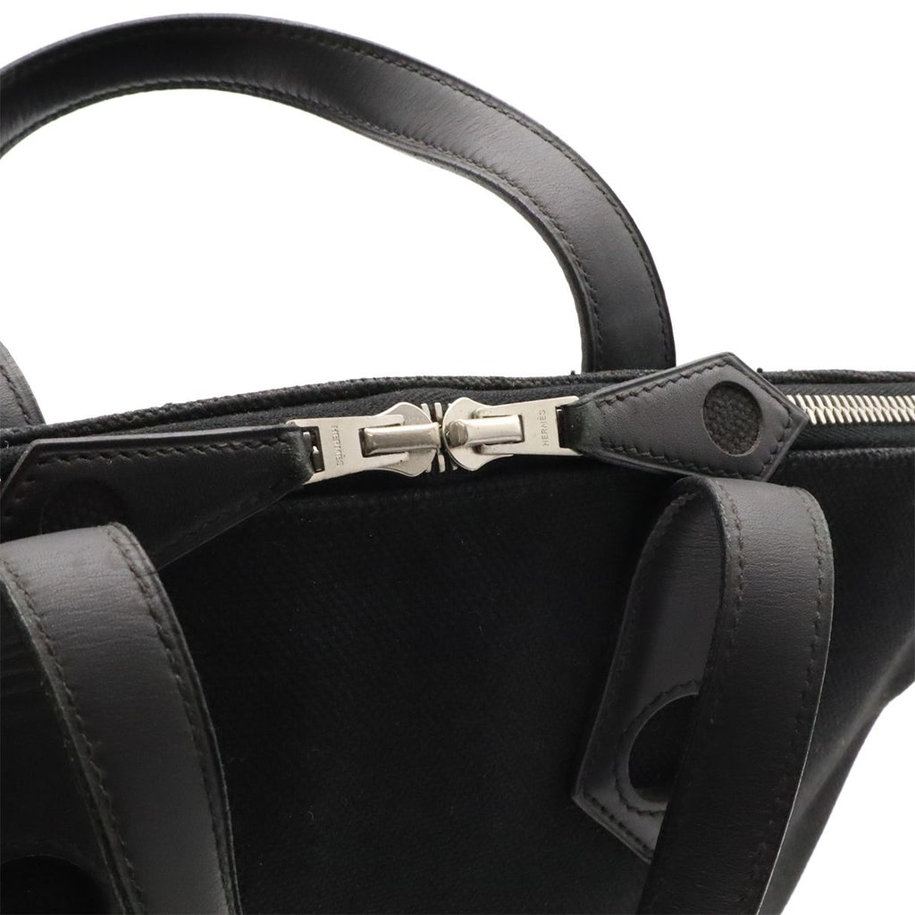 Hermes Sac Ibou MM Tote Canvas Leather Black Silver — view 5