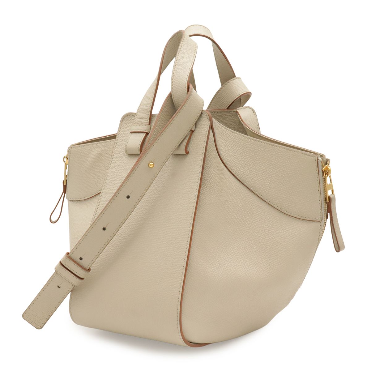 Loewe Hammock Small 2-Way Shoulder Bag Crossbody Leather Sand Beige Gold — view 2