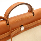 Hermes Herbag MM 2-Way Shoulder Bag Toile Ash Leather Natural Brown — view 7