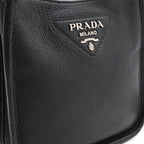 Prada Vitello Daino Soft Leather Mini Shoulder Bag Striped Crossbody Nero Black — view 6