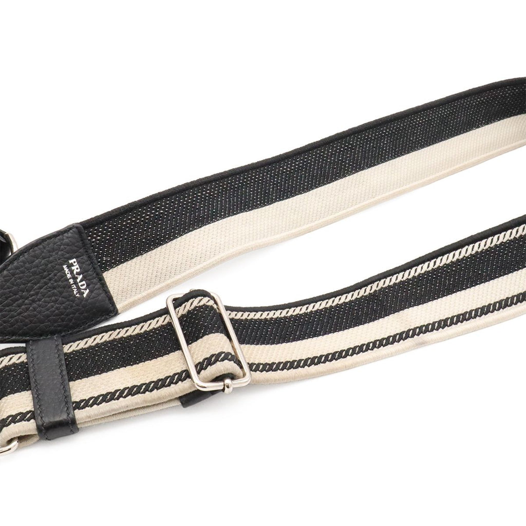 Prada Vitello Daino Soft Leather Mini Shoulder Bag Striped Crossbody Nero Black — view 4