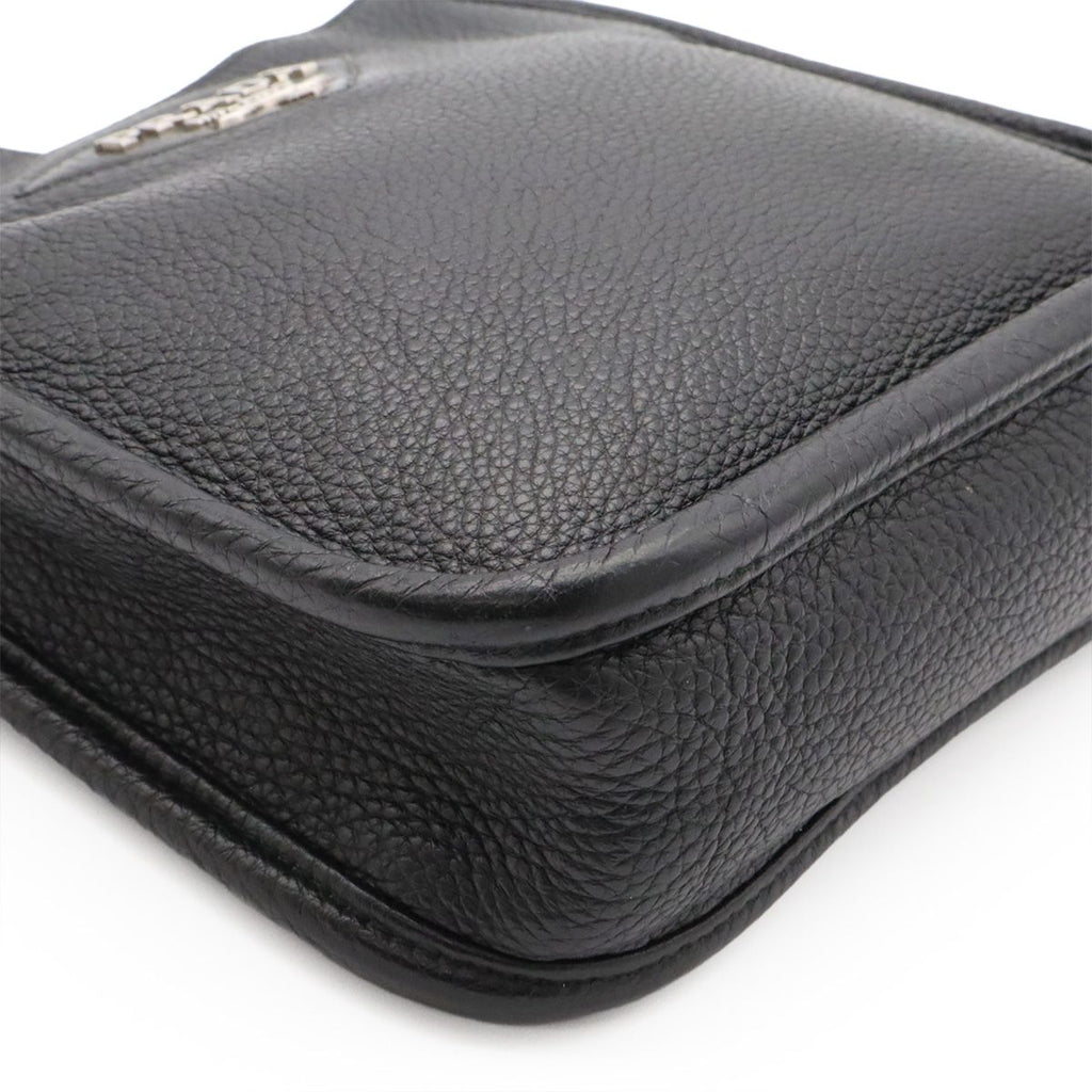 Prada Vitello Daino Soft Leather Mini Shoulder Bag Striped Crossbody Nero Black — view 3