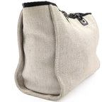 Chanel Deauville Line Tote MM Shoulder Bag Chain Raffia Light Gray Black — view 6