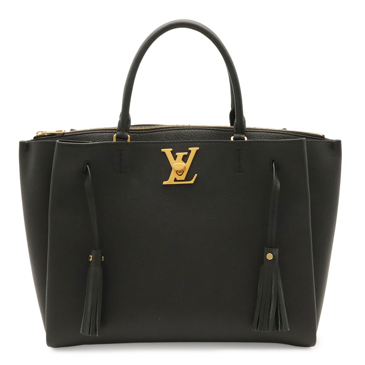 Louis Vuitton Lockme Handbag Tassel Leather Noir Black Gold