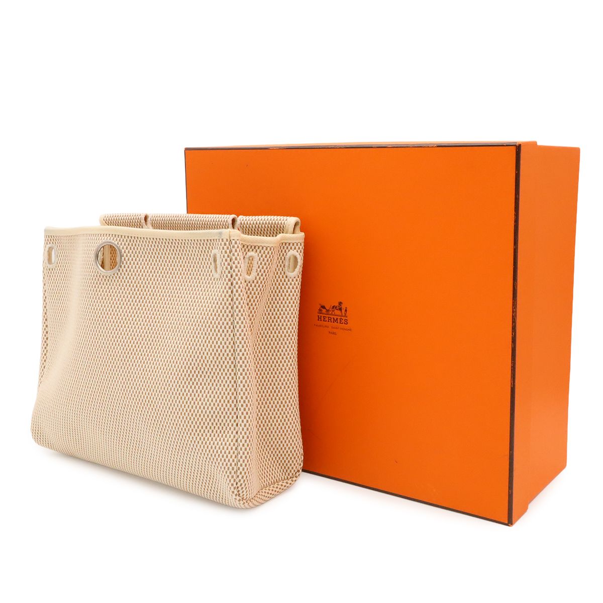 Hermes Herbag PM 2-Way Shoulder Bag Toile GM Leather Beige Black Light Brown — view 9