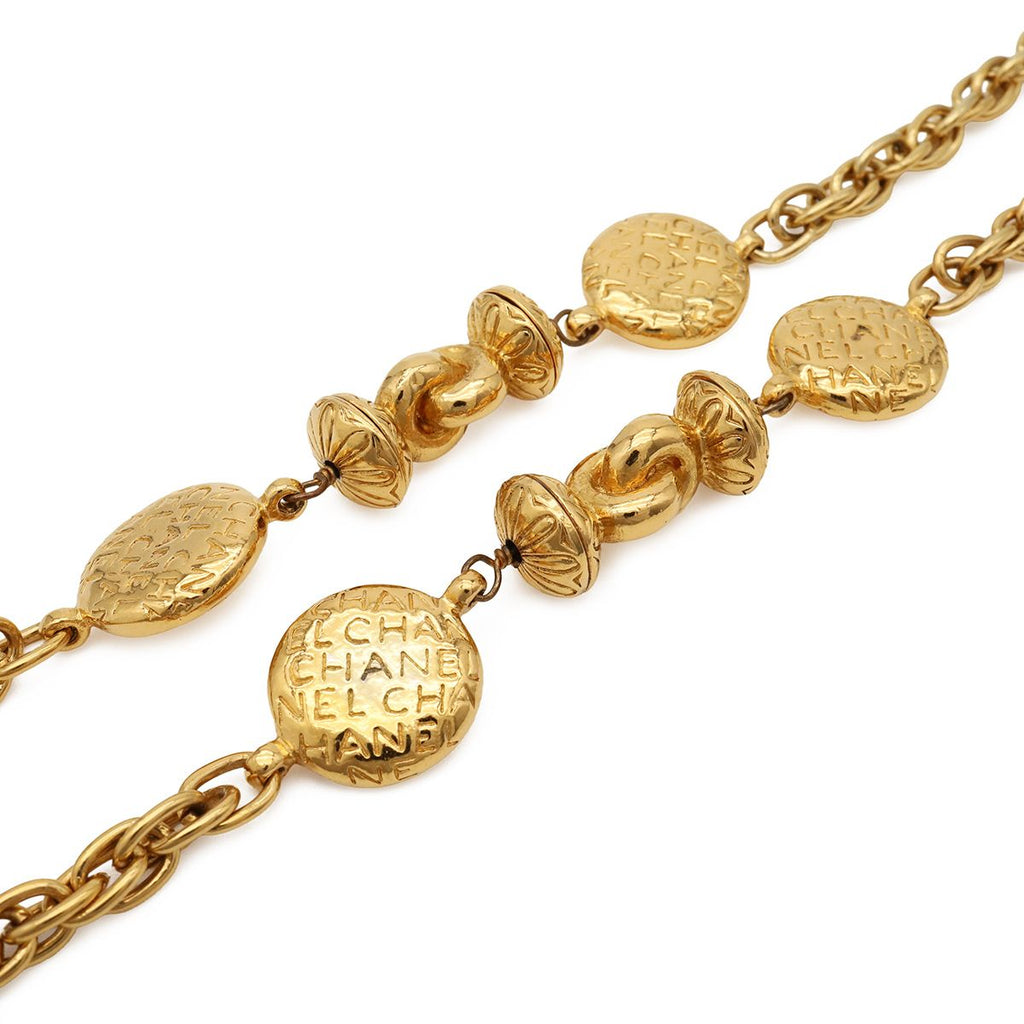 Chanel Mademoiselle Necklace Logo Chain Vintage Gold Plated — view 3